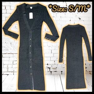 NWT: UNIQ - Long Sleeve Ribbed Button Down Duster (SIZE: S/M)